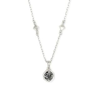 Kendra Scott Silver Nola Necklace with druzyPendant